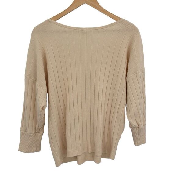 We the Free free people ivory cream lace up slouchy top size large - Picture 3 of 6